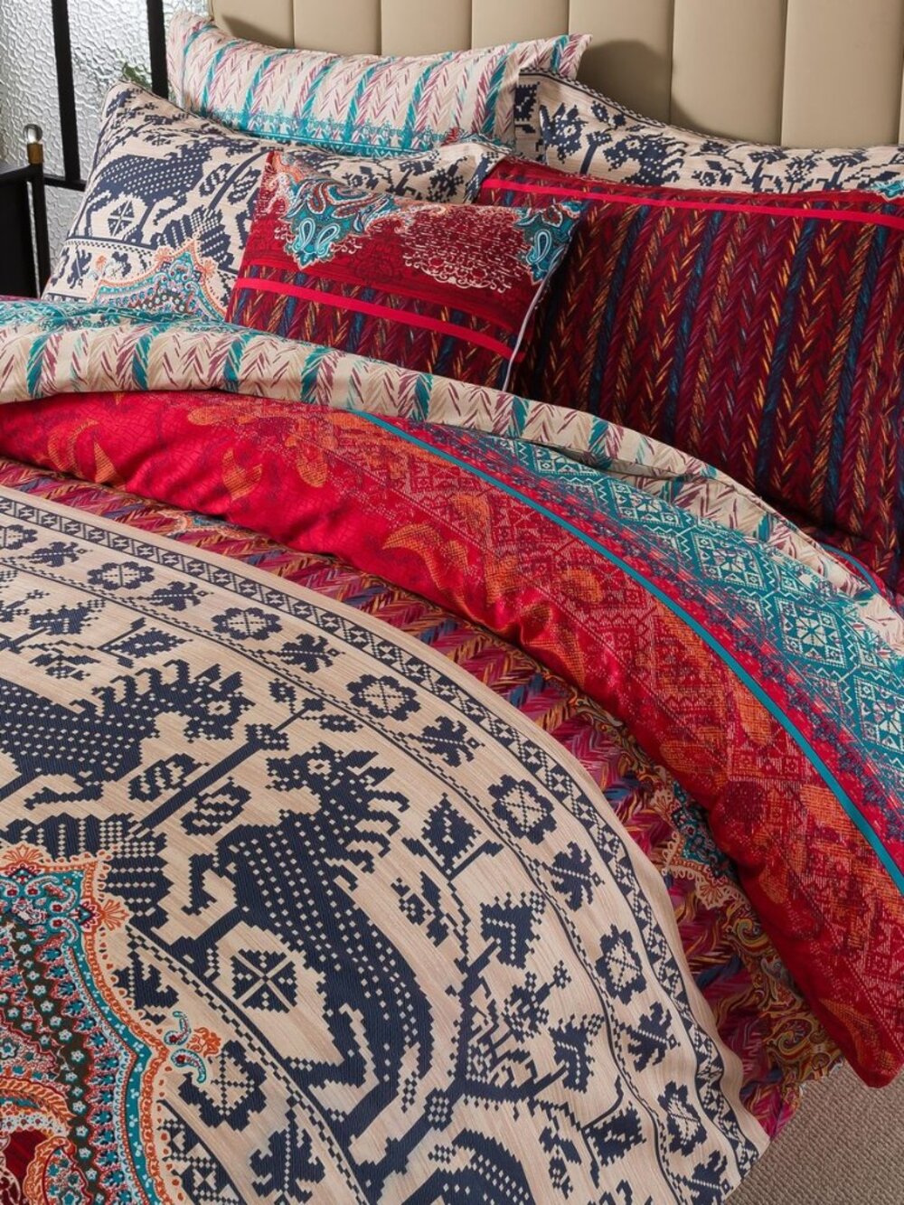 Exotic Boho Duvet Cover Set Queen 100% Brushed Cotton Soft Bohemian Bedding